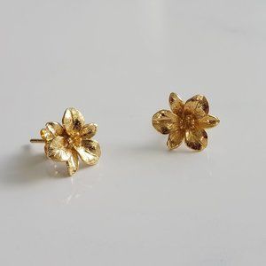 24k Gold Plated 925 Sterling Silver Flower stud Earrings